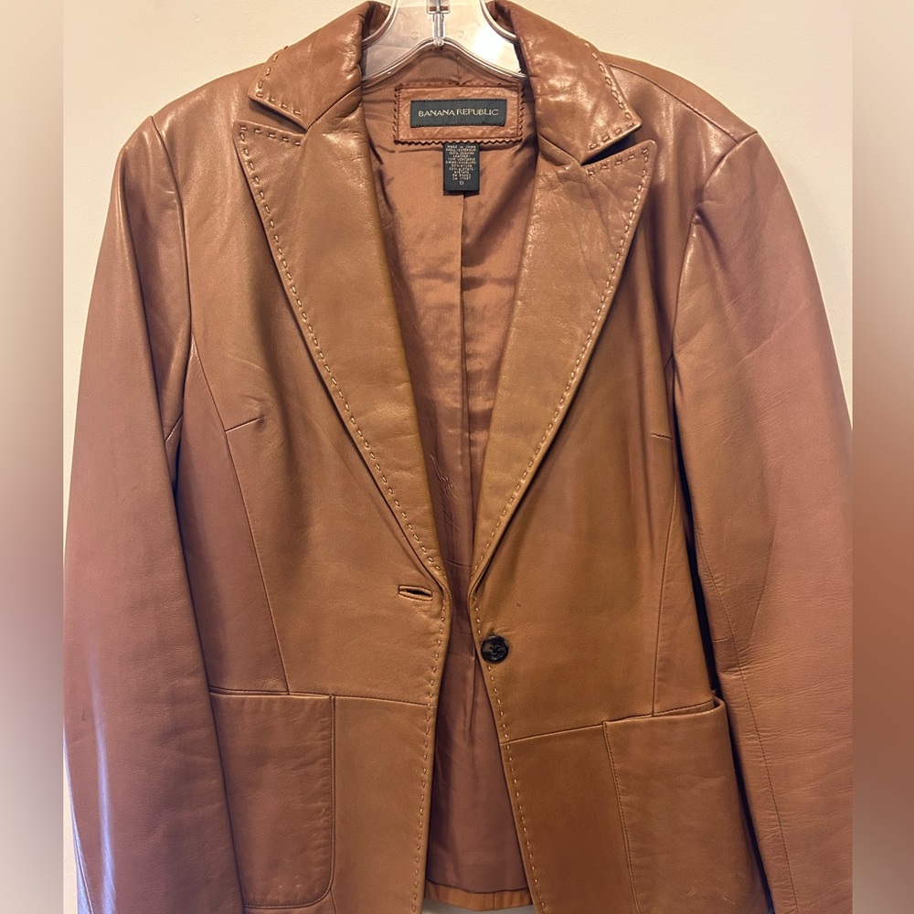 Banana Republic Brown Leather Blazer